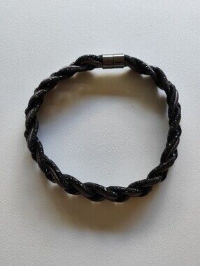 4/$50⭐️Braided Rope Black Mesh Grey Pewter Choker Statement Necklace